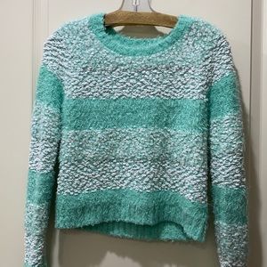 Turquoise and White Sweater